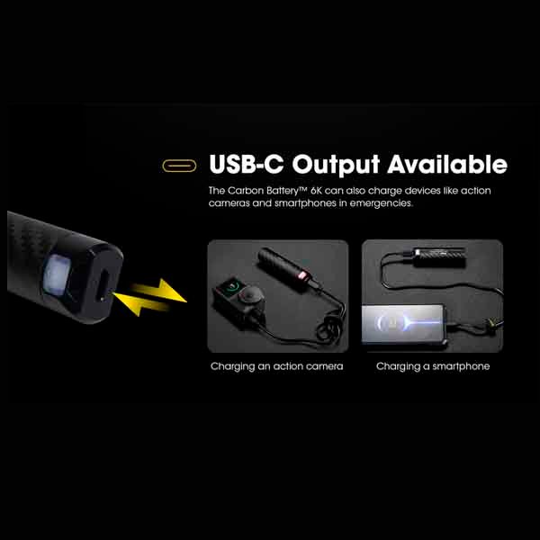 BATERÍA EXTERNA CARBONO USB-C 6000 MAH BAT-NITE-PB-CARBO6K